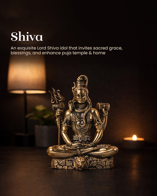 Pure Brass Lord Shiva Idol for Home Temple and Pooja Room