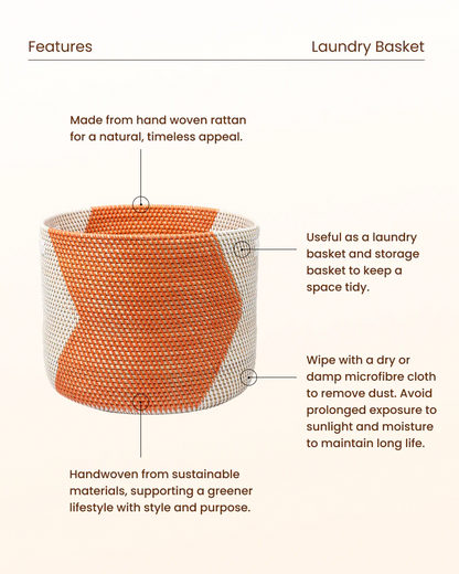 Handwoven Rattan Basket for Laundry and Everyday Storage