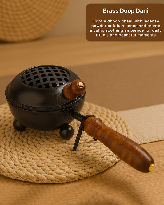 Decorative Metal Dhoop Dani Burner for Home Temple Aarti and Aromatherapy