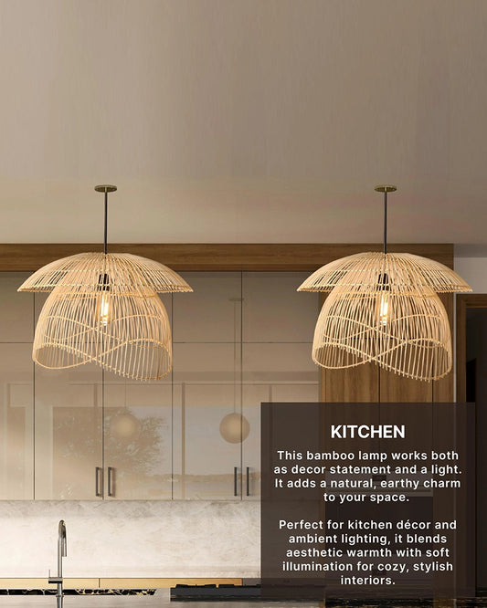 Artistic Bamboo Ceiling Light for Hall and Living Area