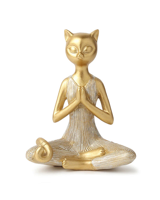 Polypropylene Yoga Cat Home Decor Showpiece for Table or Shelf