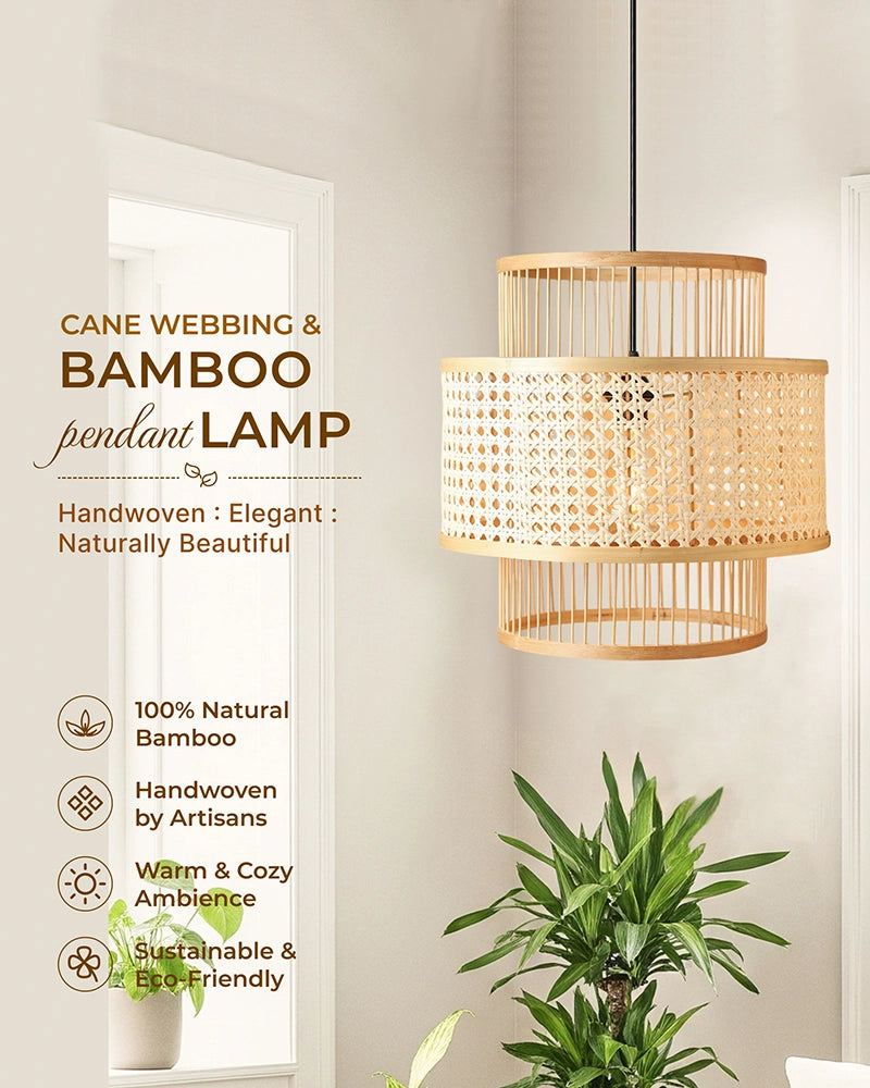 Decorative Bamboo Hanging Lamp for Bedroom and Study Room