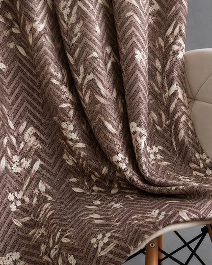 Premium Polycotton Eyelet Door Curtain (Brown, 7 ft)