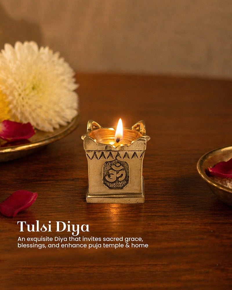 Brass Swastik Tulsi Diya for Home Pooja & Diwali Home Decoration