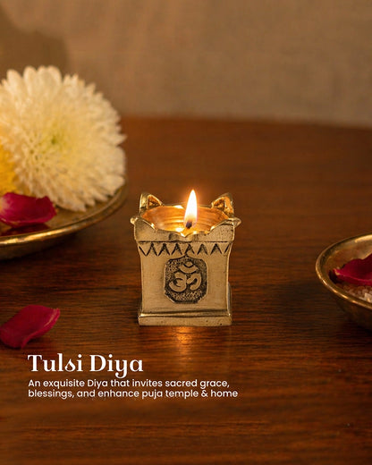 Brass Swastik Tulsi Diya for Home Pooja & Diwali Home Decoration