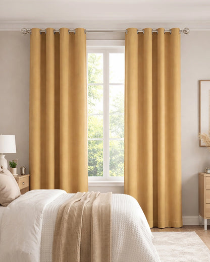Modern Polyester Door Curtain in Eyelet Style (Brown, 7 ft)
