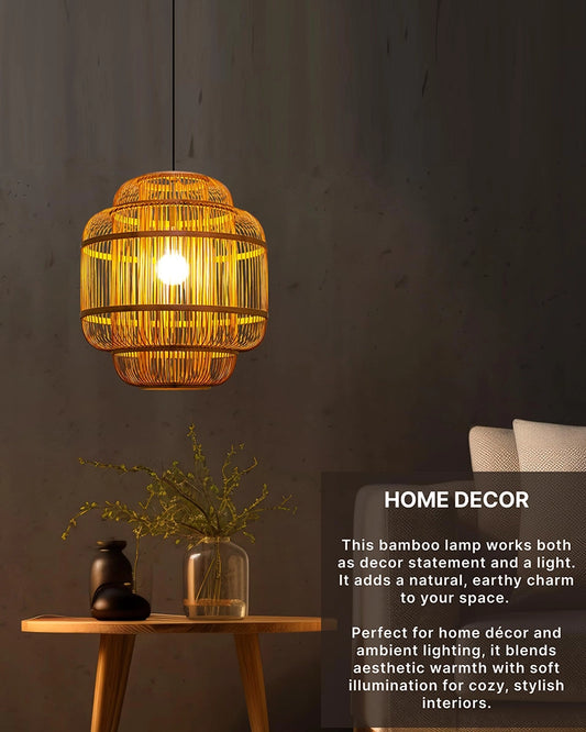 Natural Bamboo Pendant Light for Balcony and Hall