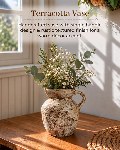 Premium Terracotta Vase with Textured Finish for Home Decoration