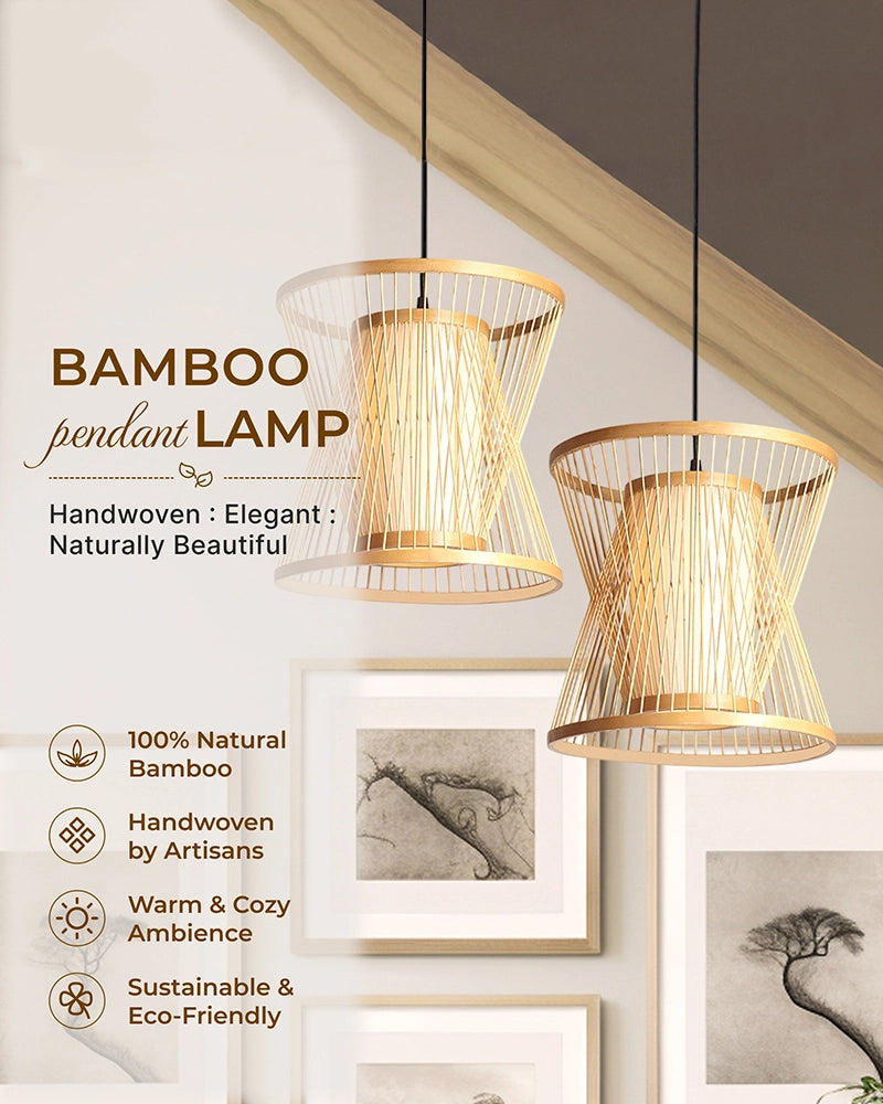 Natural Bamboo Ceiling Lamp for Dining Space and Home