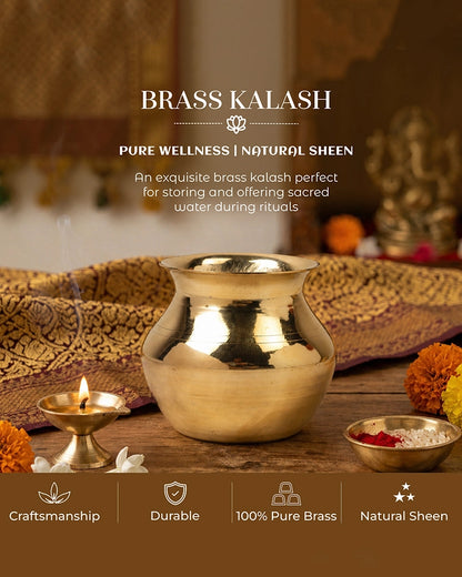100% Pure Brass Kalash for Pooja and Religious Celebrations