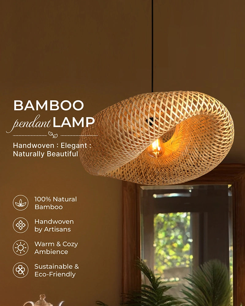 Rustic Bamboo Hanging Lamp for Home Decor and Hall