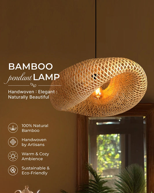 Rustic Bamboo Hanging Lamp for Home Decor and Hall