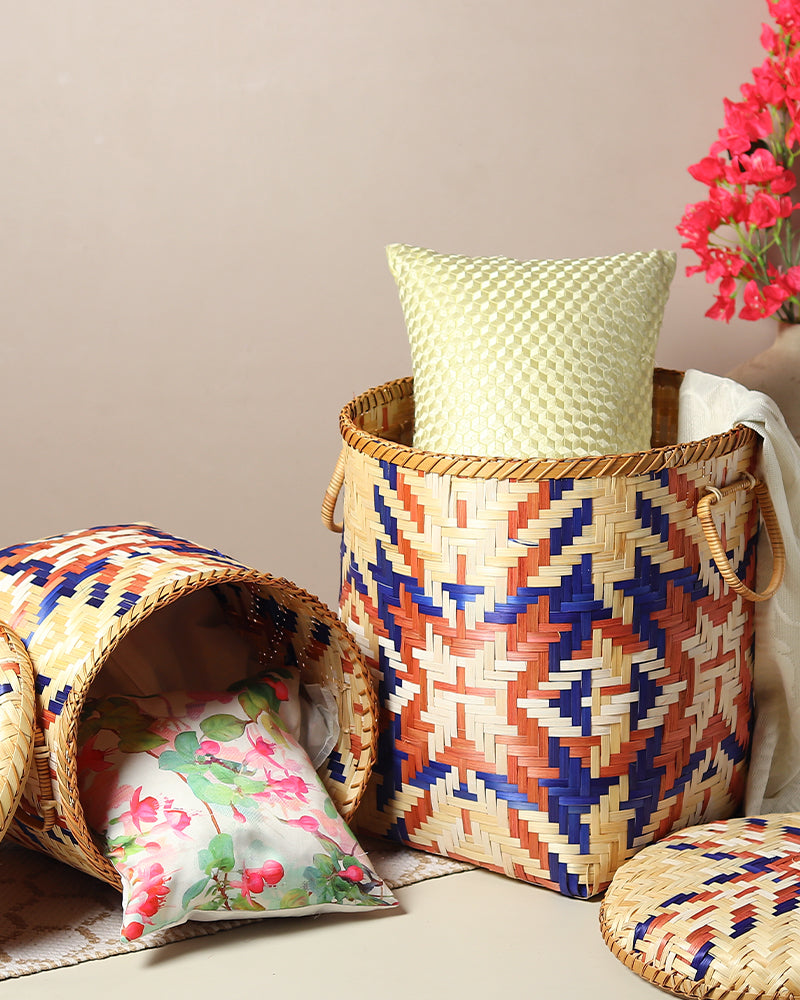 Bamboo Multi Storage Basket | Wicker Laundry Basket With Lid