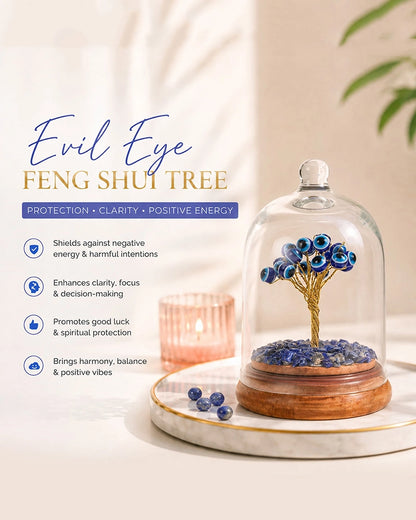 Evil Eye Feng Shui Tree with Glass Dome Protection Good Luck