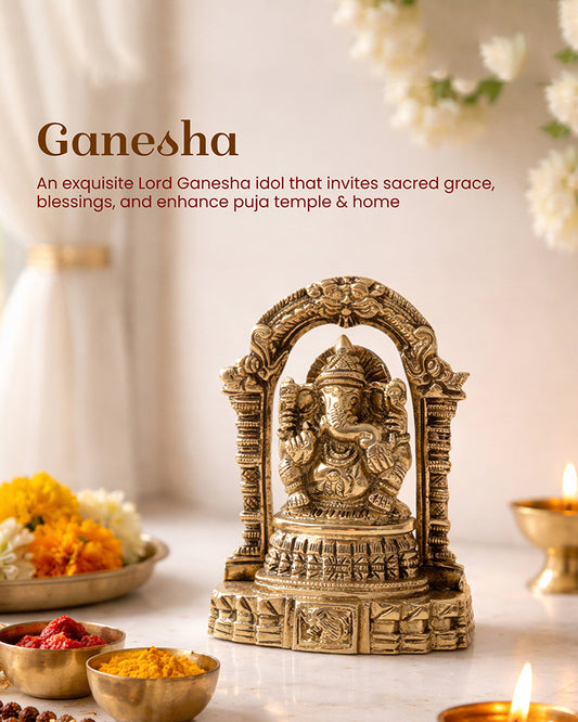 Pure Brass Ganesh Ji Idol for Home, Office, and Sacred Spaces