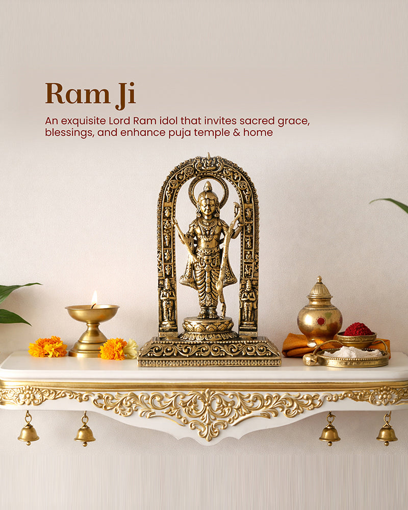 Pure Brass Ram Lala Idol for Home Pooja and Temple Decoration