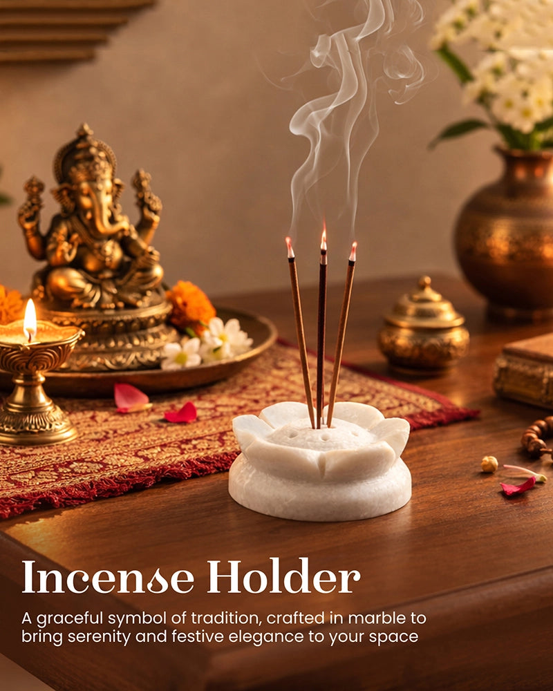 Marble Agarbatti Stand for Home Temple, Meditation, and Devotional Use