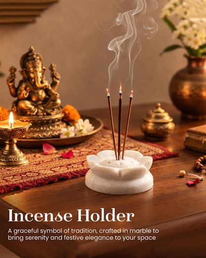 Marble Agarbatti Stand for Home Temple, Meditation, and Devotional Use