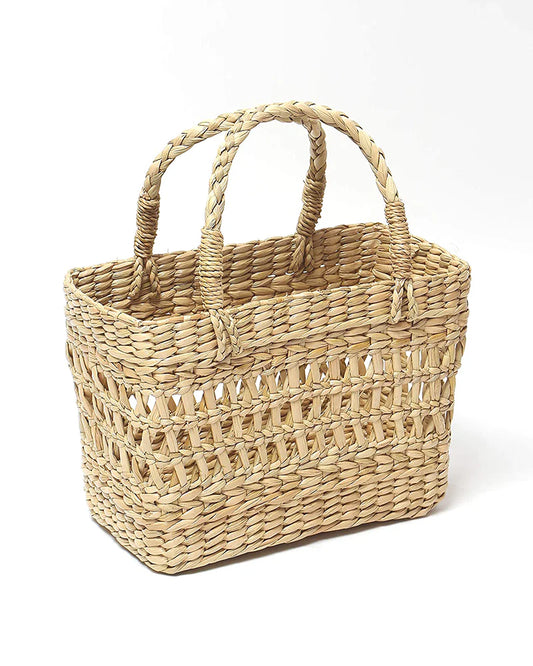 Handwoven Seagrass Shopping Basket - Small