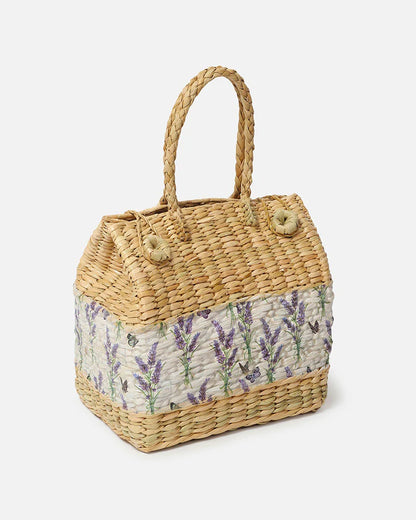 Seagrass Lunch & Picnic Basket Handmade for Beach, Park & Garden Use