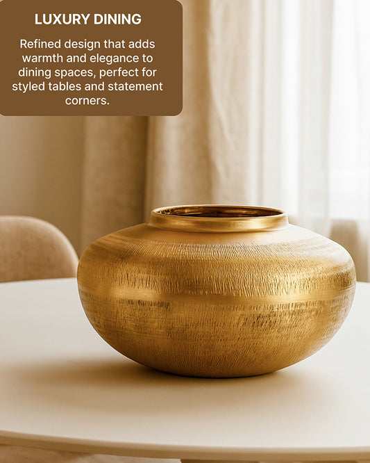 Glossy Metallic Iron Vase for Living Room Tabletop and Home Decor