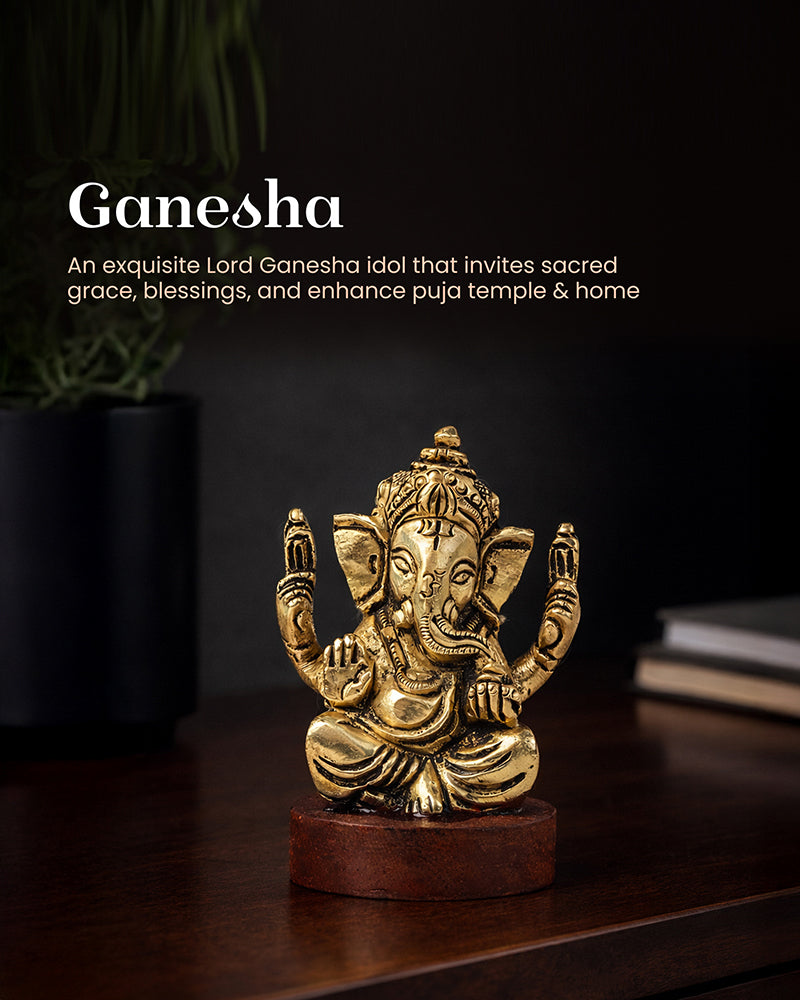 Elegant Ganesha Brass Idol for Daily Worship and Positive Energy