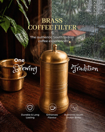 100 % Brass South Indian Reusable Drip Coffee Maker, 2-4 cups
