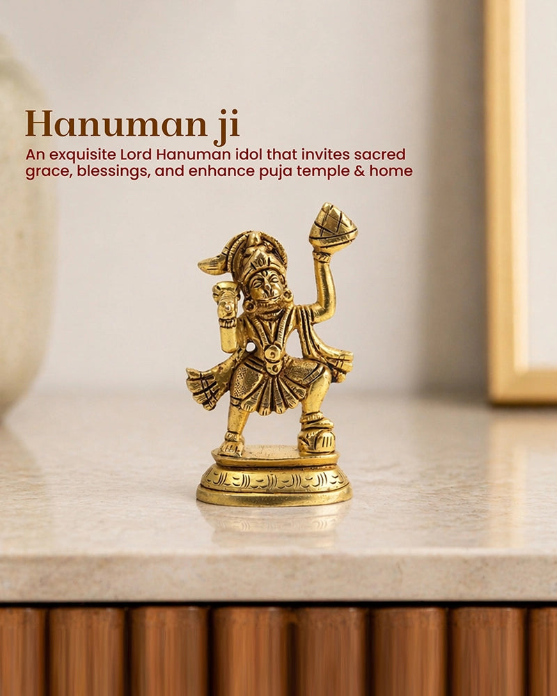 Brass Hanuman Ji Idol for Pooja Items, Home Decoration & Hanuman Jayanti Gifting