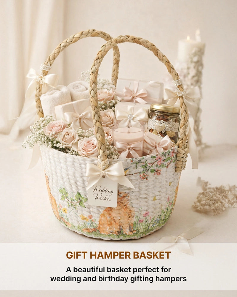 Multi-Purpose Seagrass Basket for Gift Hampers and Home Organization