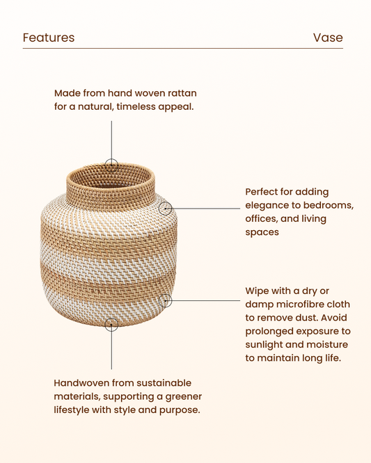 Rattan Flower Vase for Dried Flowers, Pampas Grass and Home Decor