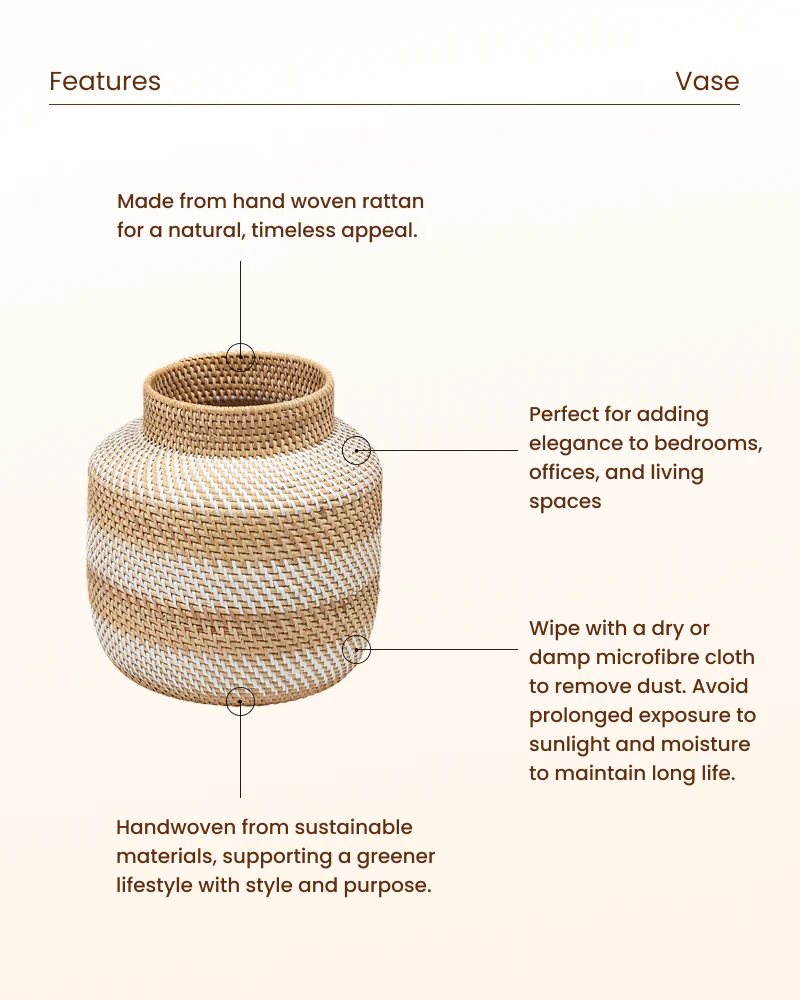 Rattan Flower Vase for Dried Flowers, Pampas Grass and Home Decor