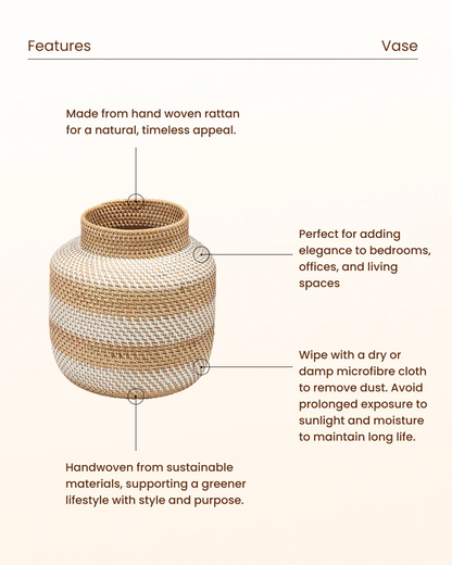 Rattan Flower Vase for Dried Flowers, Pampas Grass and Home Decor