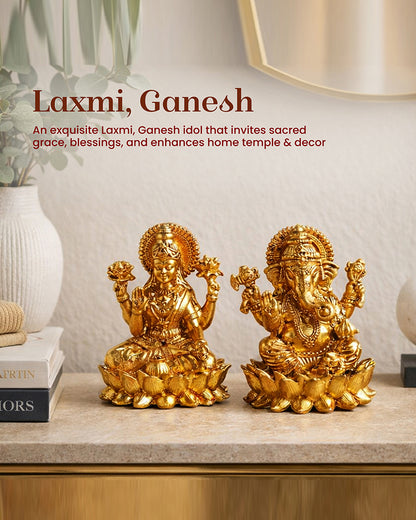 Pure Brass Laxmi Ganesh Idol Set Religious God Idol for Home Decor