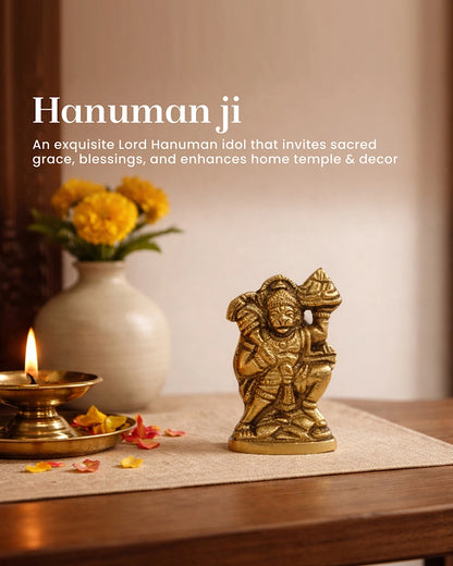 Pure Brass Hanuman Ji Idol for Home Temple and Spiritual Decor