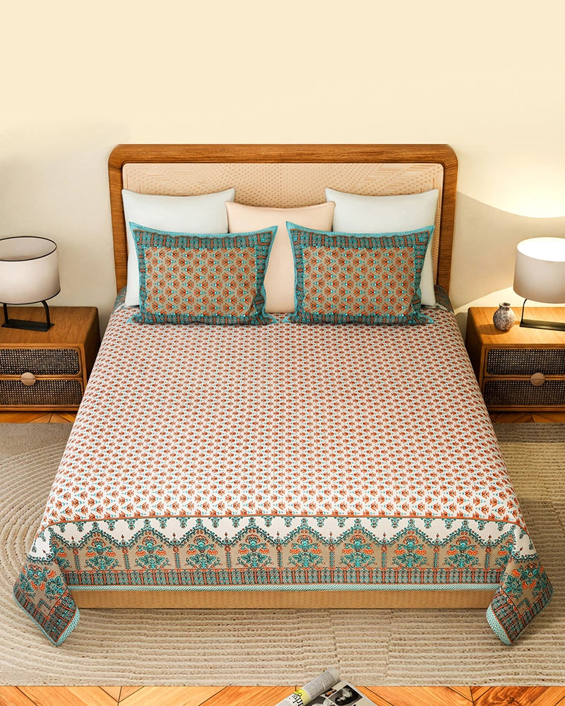 Soft Cotton King Size Bedsheet with Pillow Covers, TC 200 for Master Bedroom & Guest Room