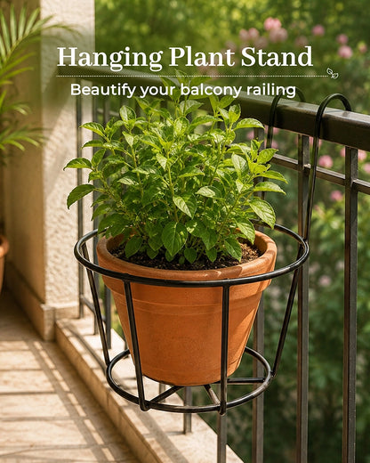 Metal Hanging Plant Pot Stand for Balcony, Set of 2