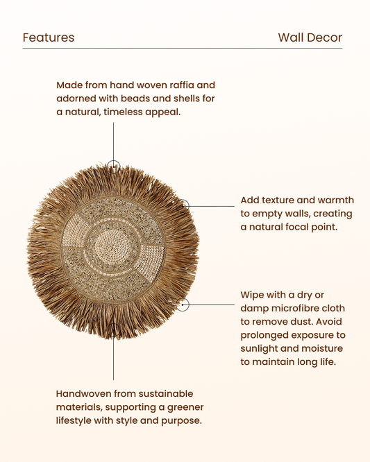 Earthy Raffia Wall Decor Piece for Sofa Backdrop Styling