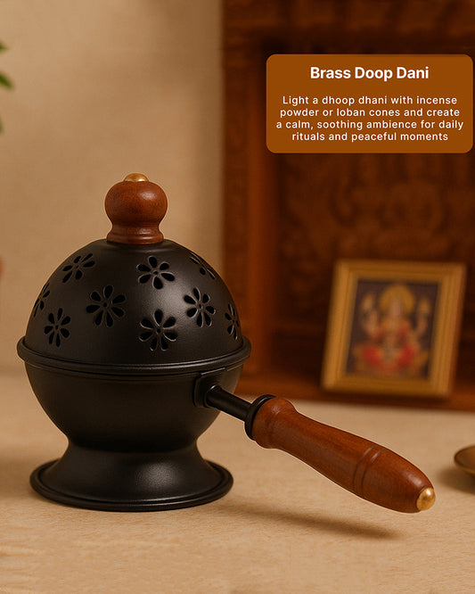 Metal Dhoop Dani Decorative Aarti Dhoop Burner for Home Puja and Meditation