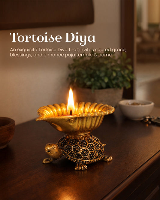 Brass Turtle Pooja Diya Perfect for Spiritual Use and Home Temple Decoration