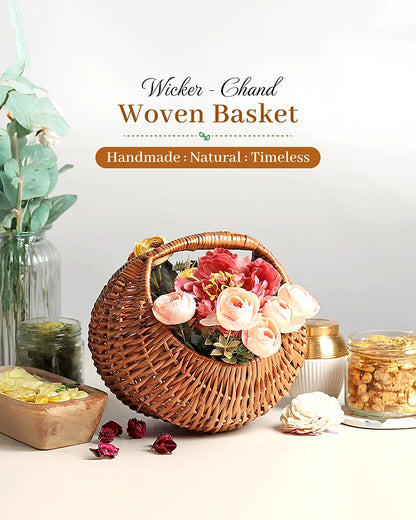 Handwoven Wicker Chand Hamper for Fruits, Storage, and Stylish Home Organisation