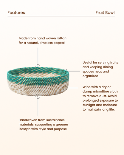 Handcrafted Round Rattan Basket for Fruits and Home Organization