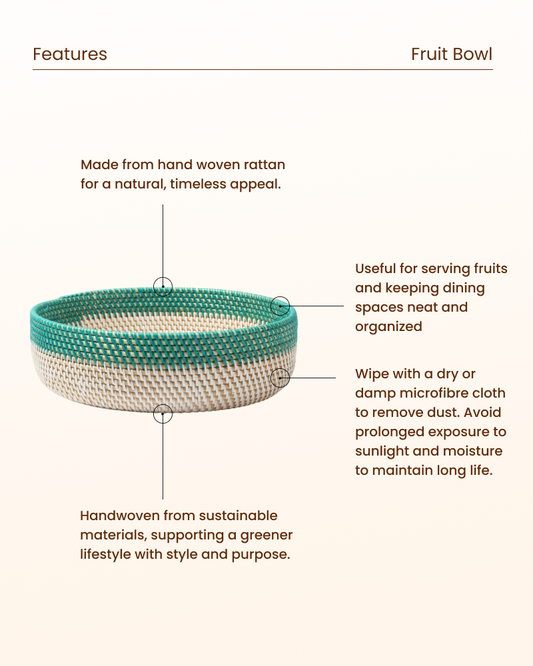 Handcrafted Round Rattan Basket for Fruits and Home Organization