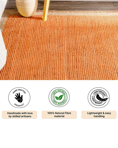 Rustic Yellow Rectangular Jute Carpet For Living Room And Home Interior