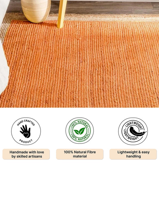 Rustic Yellow Rectangular Jute Carpet For Living Room And Home Interior