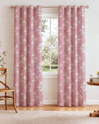 Elegant Polyester Door Curtain with Eyelets (Pink, 7 ft)