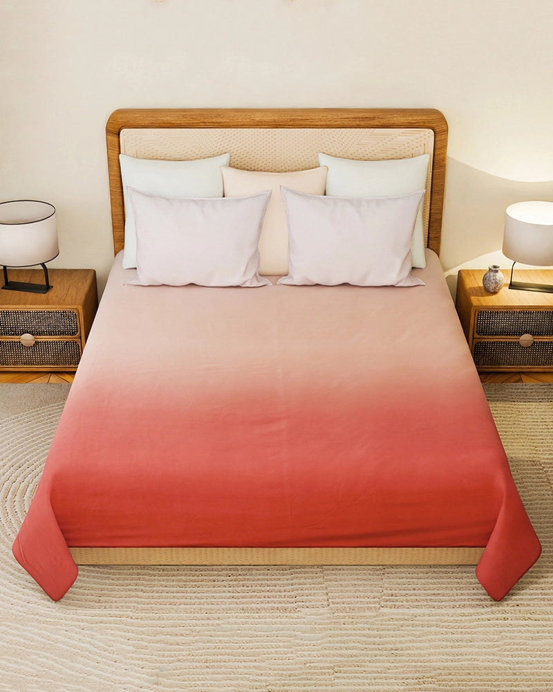 Red Cotton Satin Bedsheet King Size 300 TC with Pillow Covers