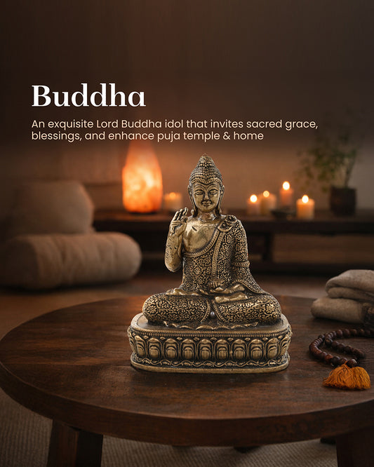 Pure Brass Buddha Figurine for Meditation, Worship, and Gifting