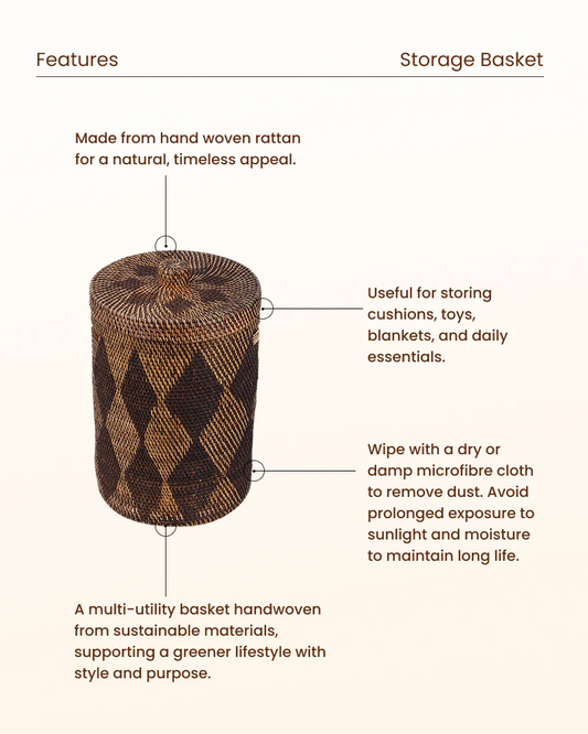 Handmade Rattan Laundry Basket with Lid for Everyday Use