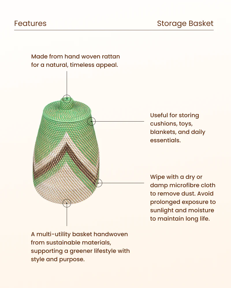 Rattan Storage Basket for Bedroom and Living Room