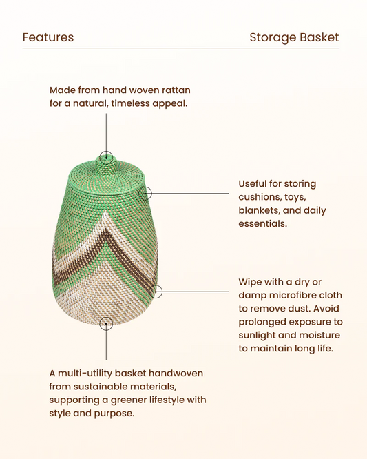 Rattan Storage Basket for Bedroom and Living Room